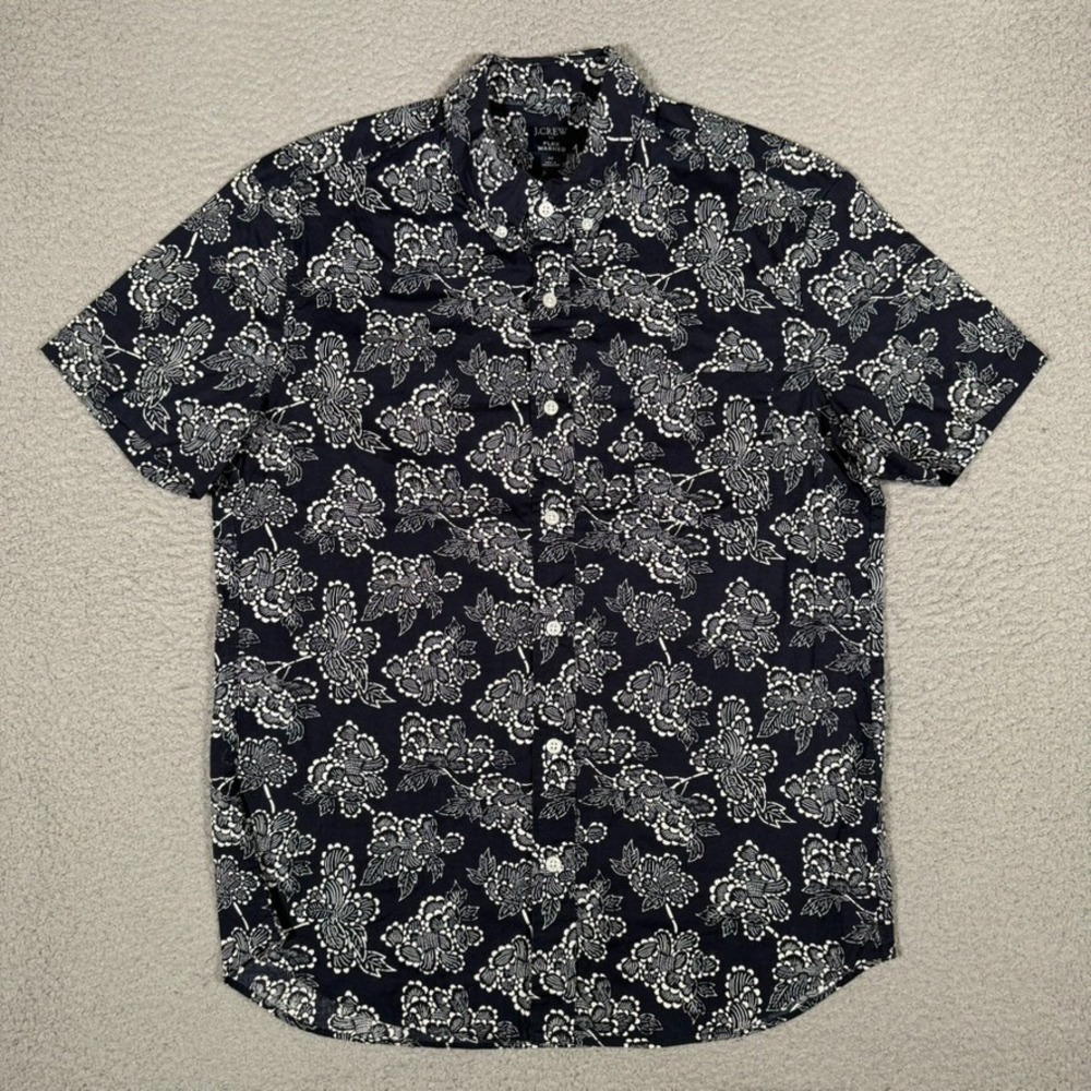 J Crew Shirt Mens Medium Floral Flex Washed Button Down Casual Preppy Pocket